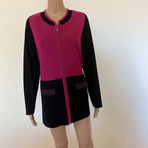 Exclusively Misook Magenta & Black Jacket Large L - Picture 1 of 6